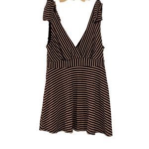 Monteau Stripe Peplum Bow Top Size Medium